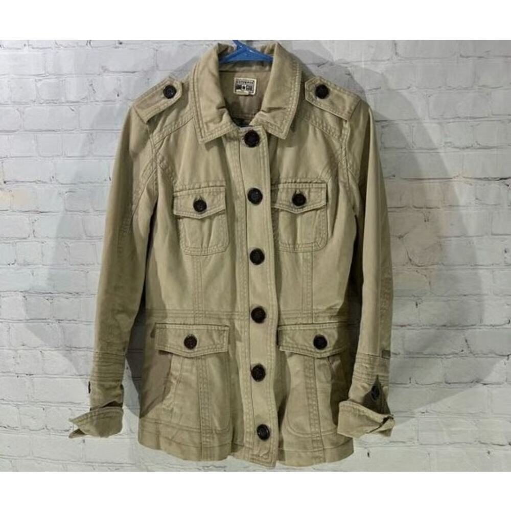 Converse One Star Khaki Utility Safari Denim Military Style Quilted Jacket Sz L